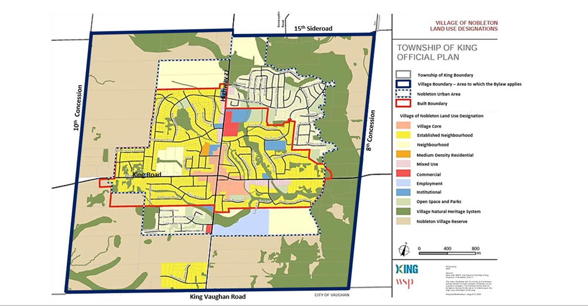Map of King Township subject to development charges in Nobleton bylaw