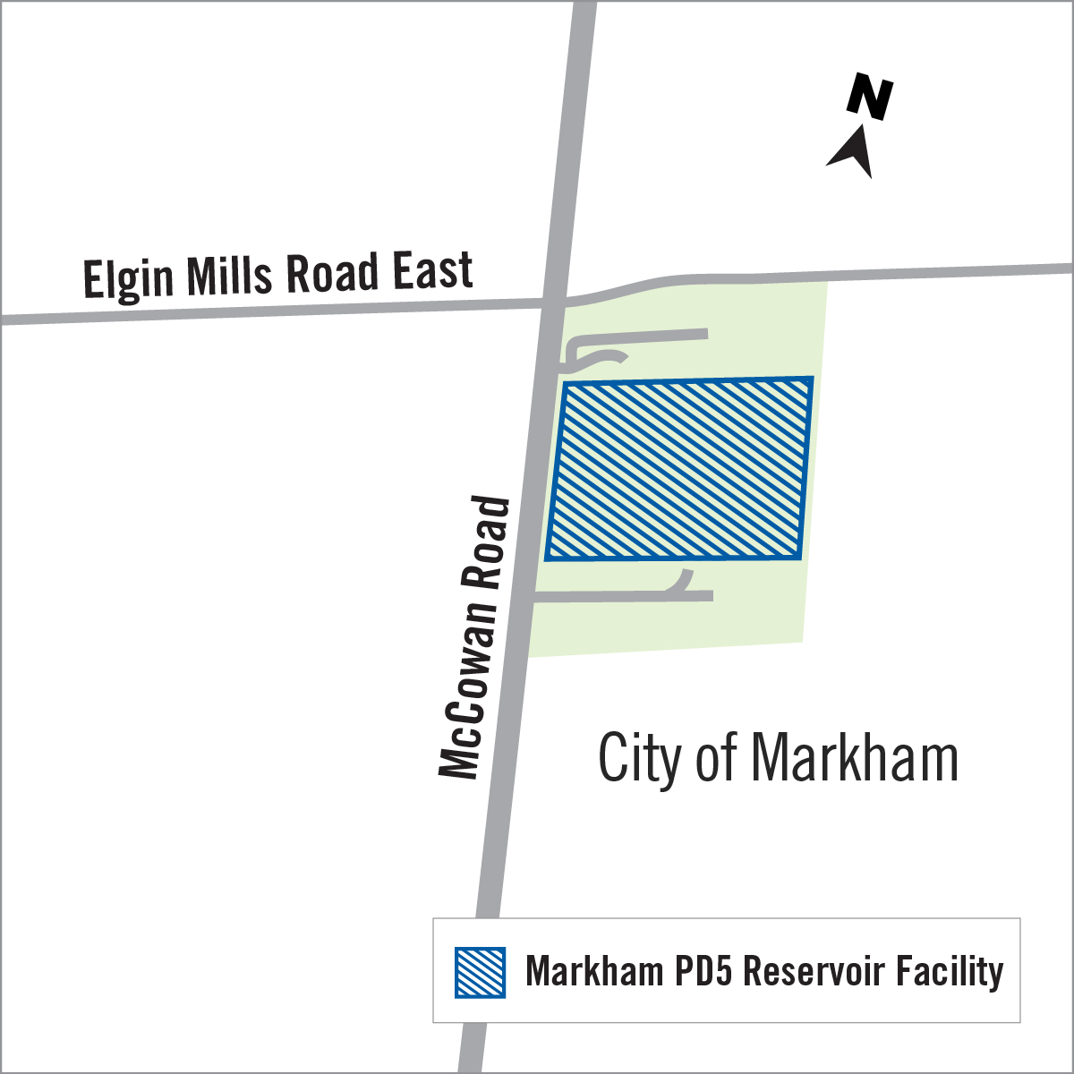 Map of construction for Markham PD5 Reservoir Facility