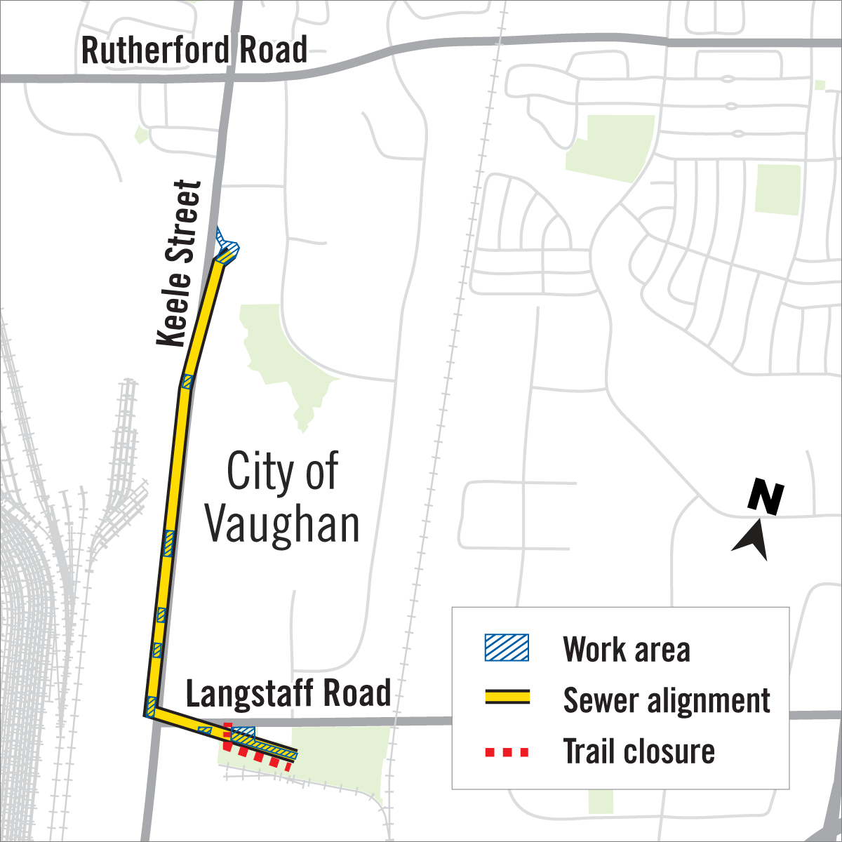 map of construction area in Vaughan