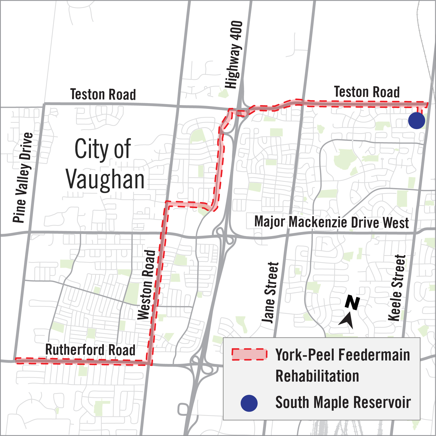 Construction are for Peel York Feedermain