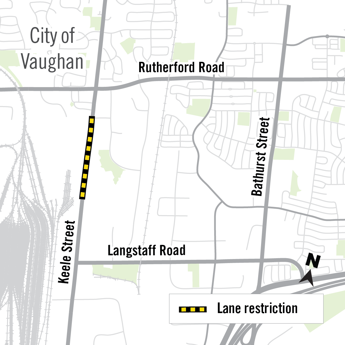 map of keele street lane closure