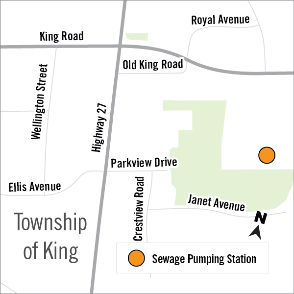 map of field study locations near the nobleton sewage pumping station