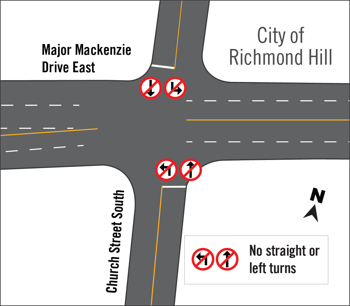 Map of intersection improvements on Major Mackenzie Drive and Church Street