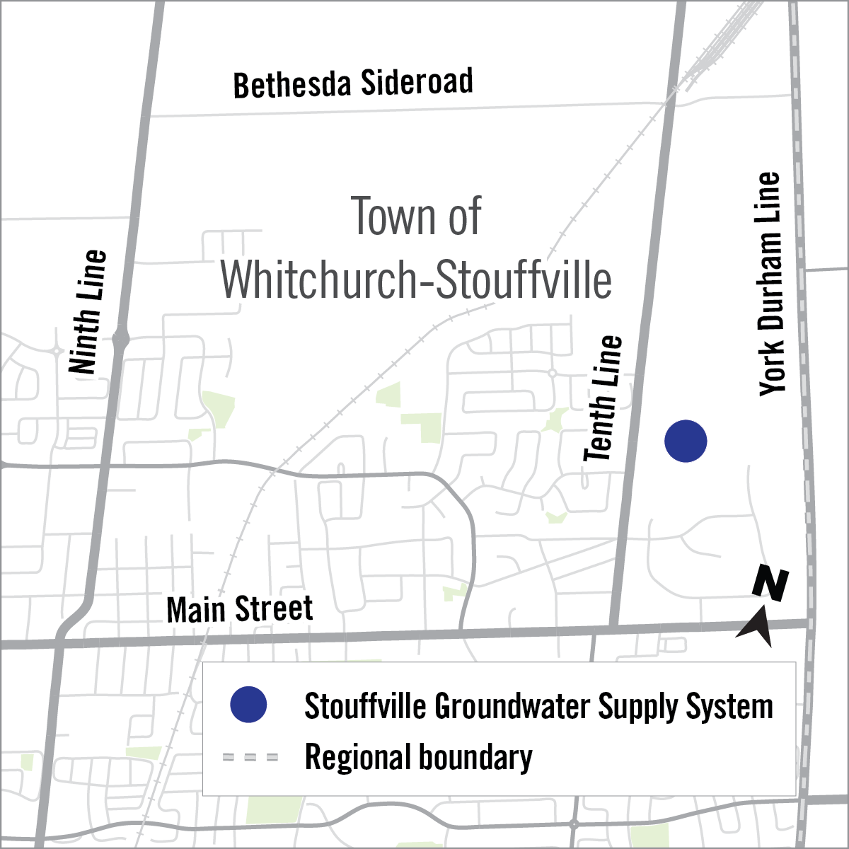 map of new municipal supply well in Stouffville