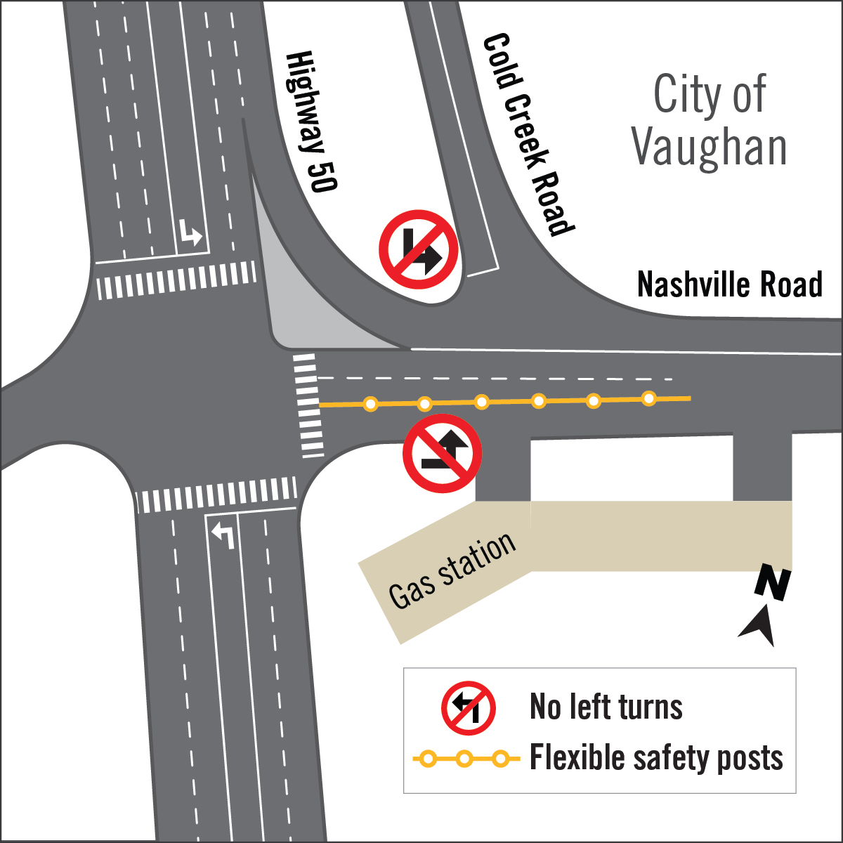 map of intersection improvements on Nashville Road