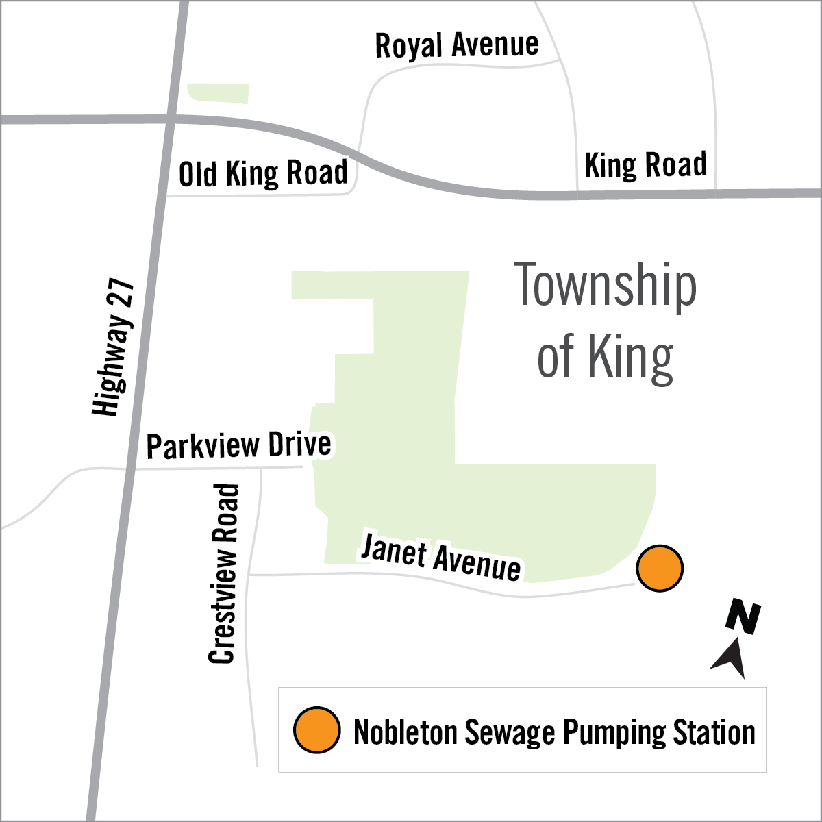 Map of Nobleton Sewage Pumping Station location