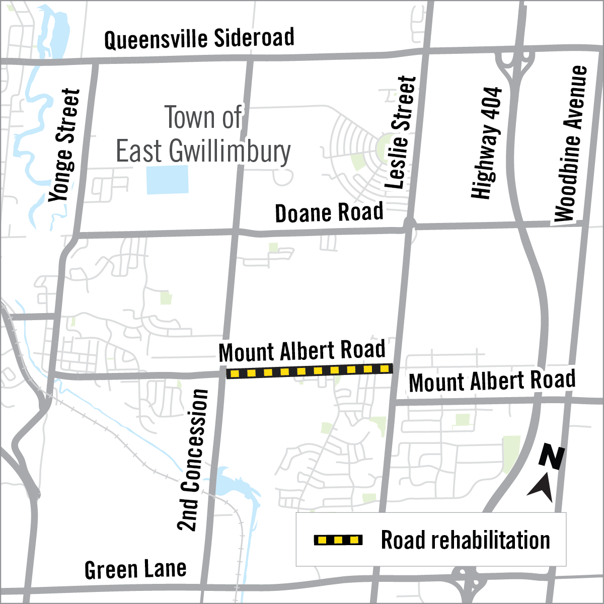 Map of construction work on Mount Albert Road