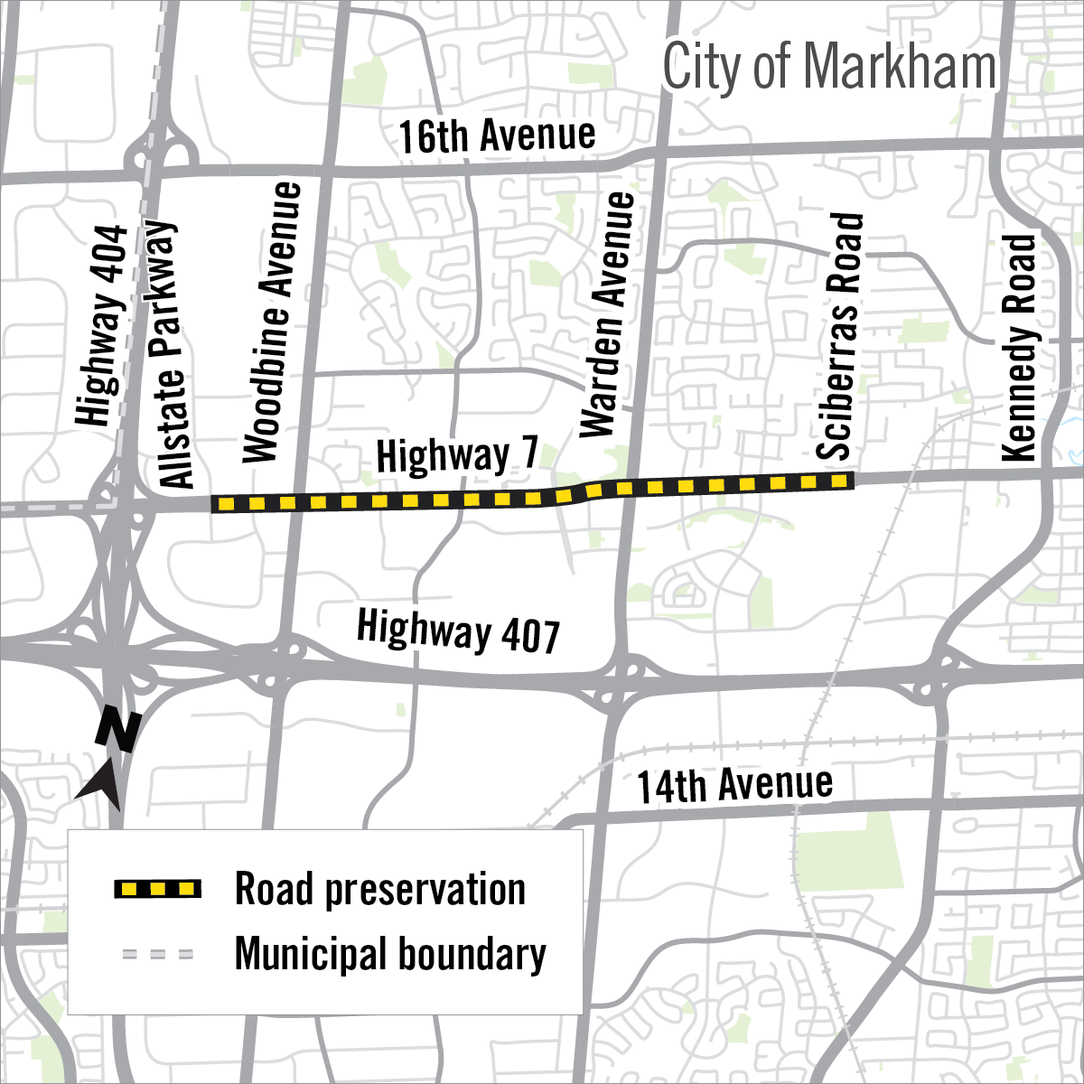 Map of road preservation area on Highway 7