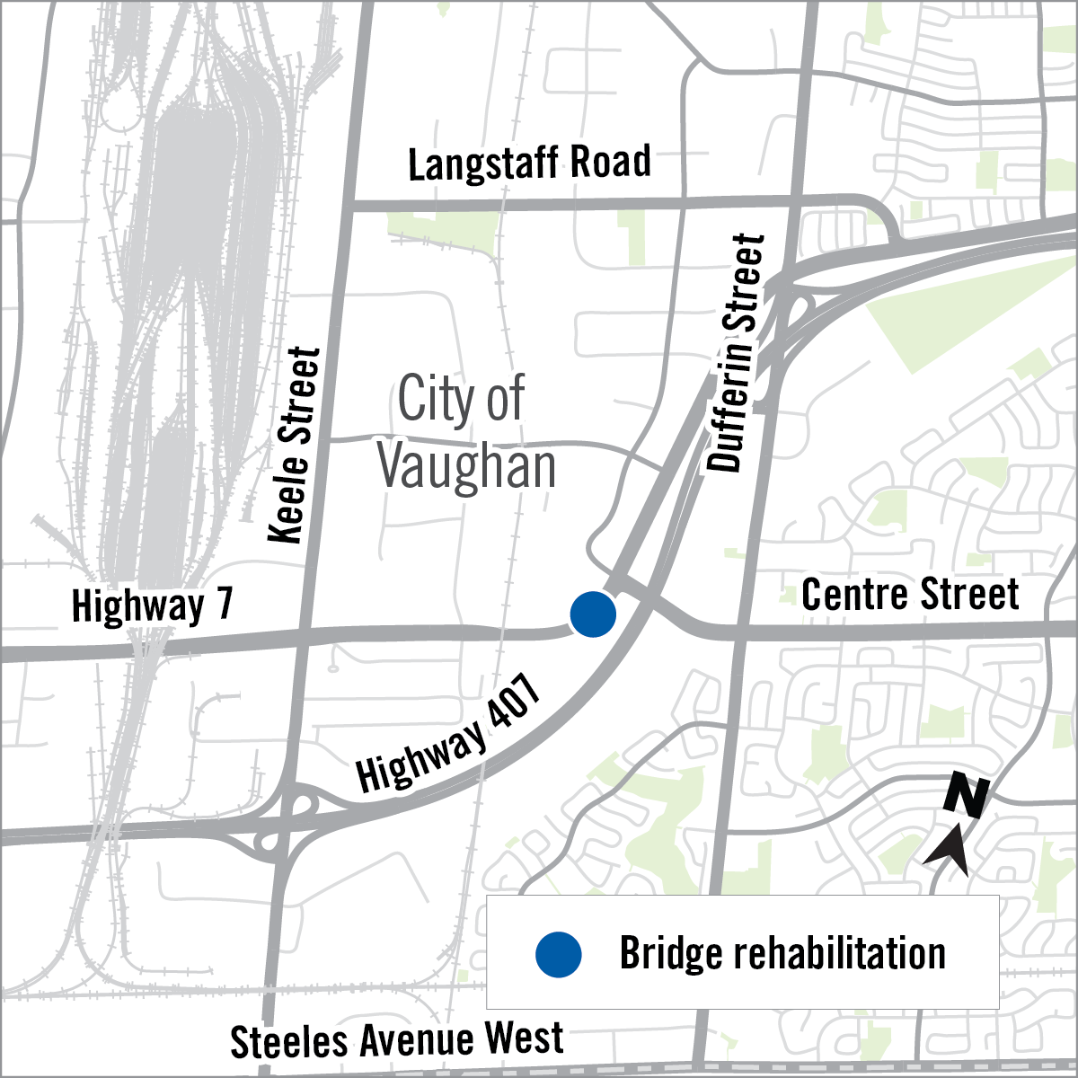 Map of bridge rehabilitation along Highway 7
