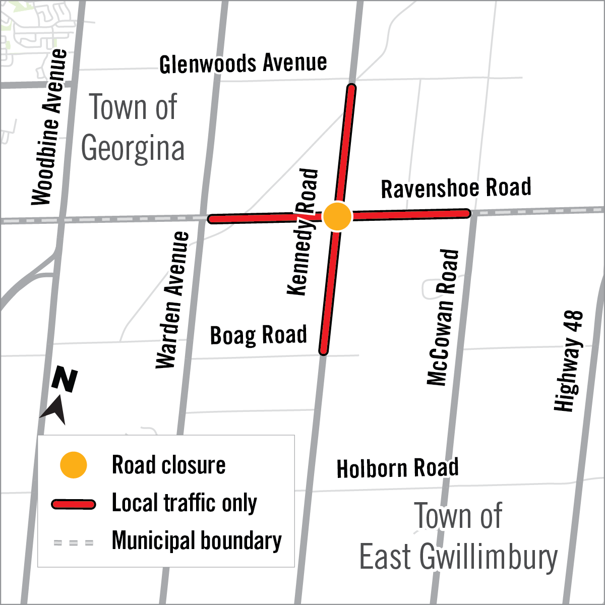 Map of road closure at Ravenshoe and Kennedy Road