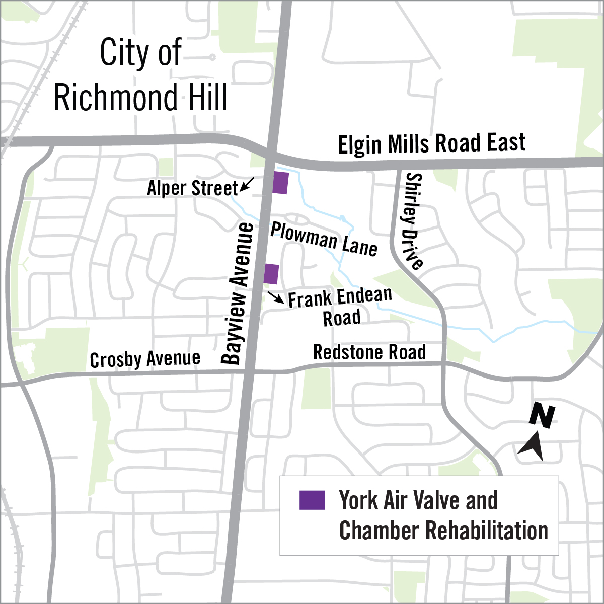 Map of air valve locations
