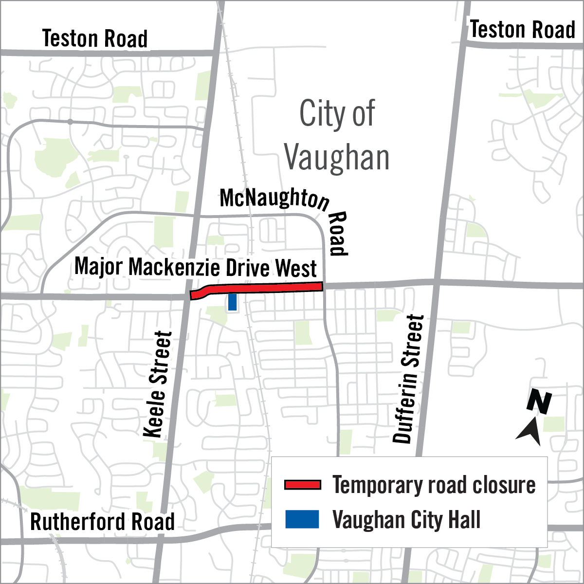 Map of Road Closures on Major Mack