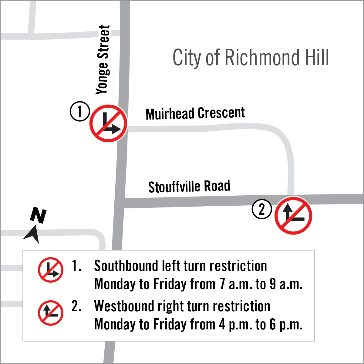map of intersection safety at Yonge and Stouffville Rd