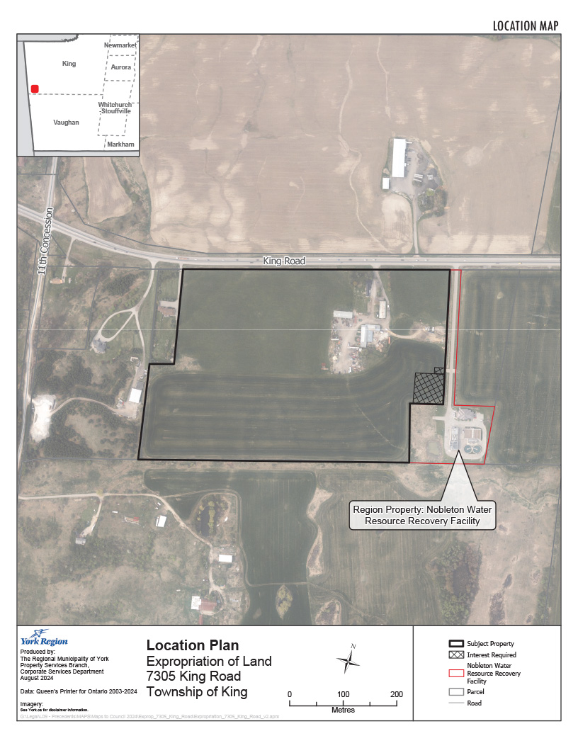 Location map showing 7305 King Road