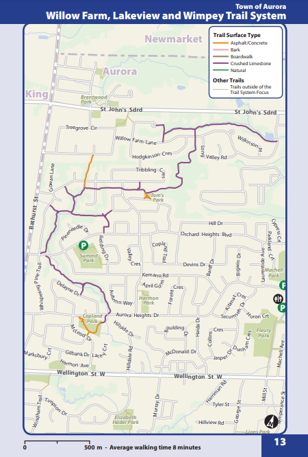 Aurora Willow Farm, Lakeview and Wimpey Trail System map