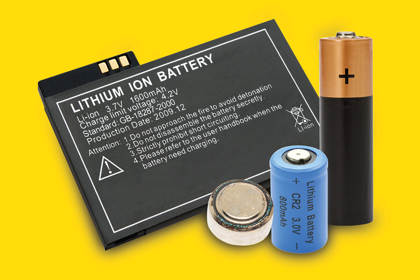 Different size and styles of batteries