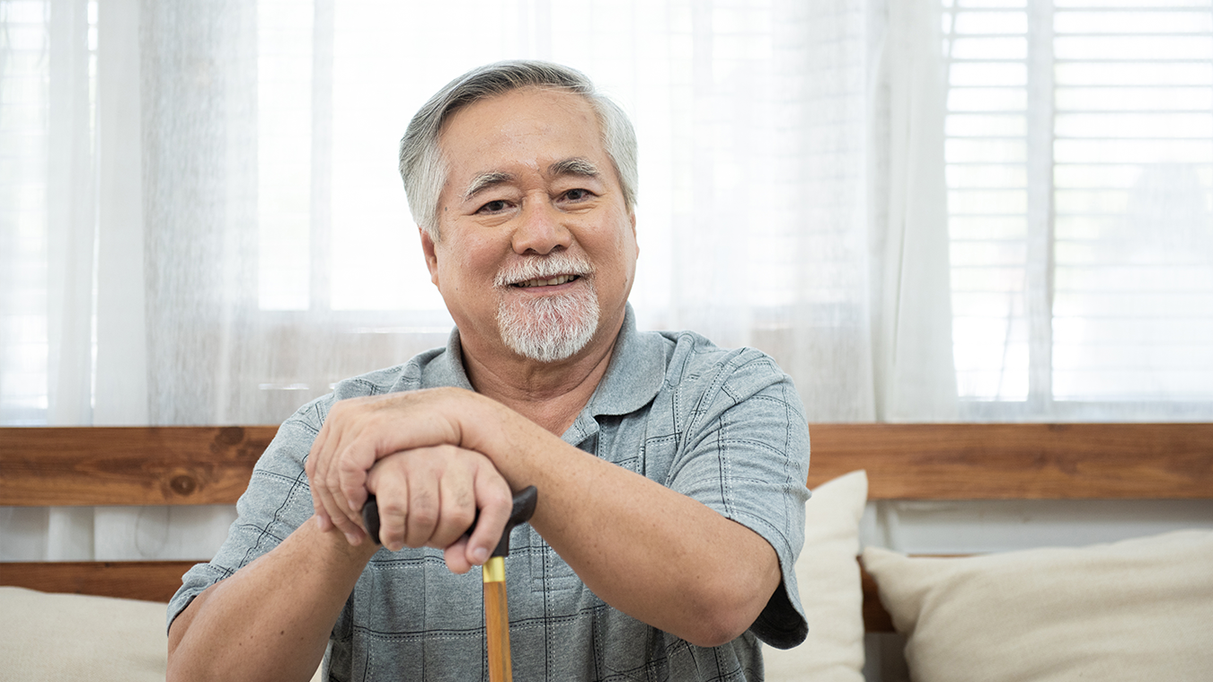 Senior sitting on a couch
