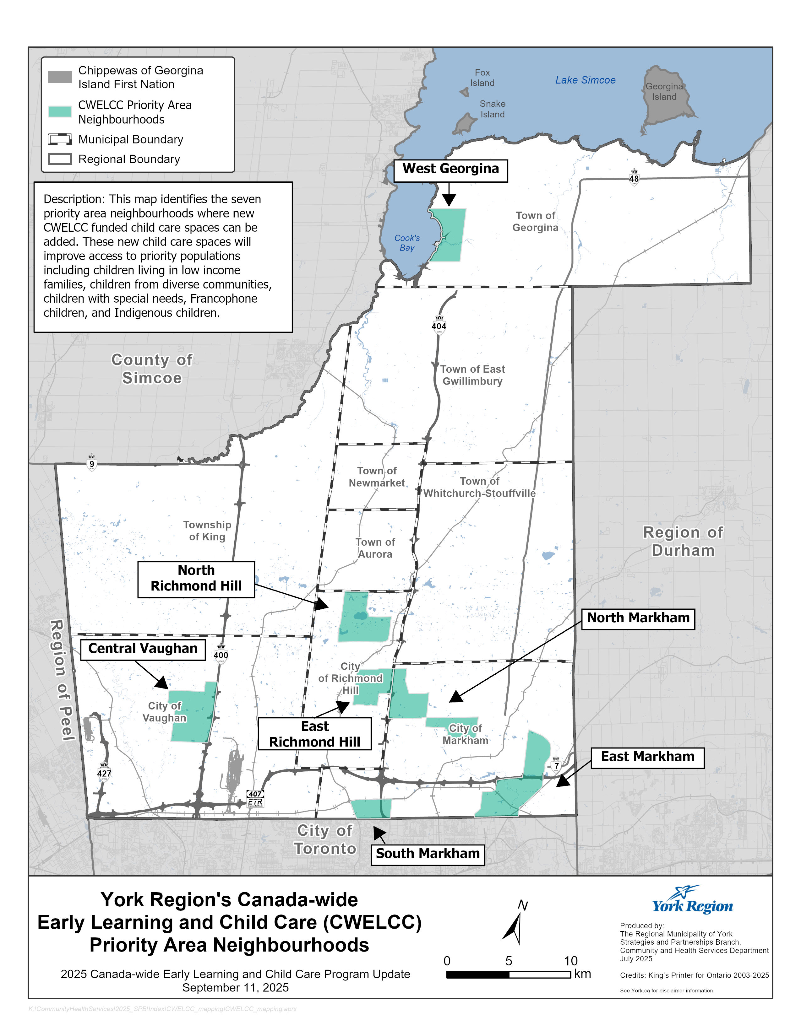 CWELCC Priority Areas for York Region