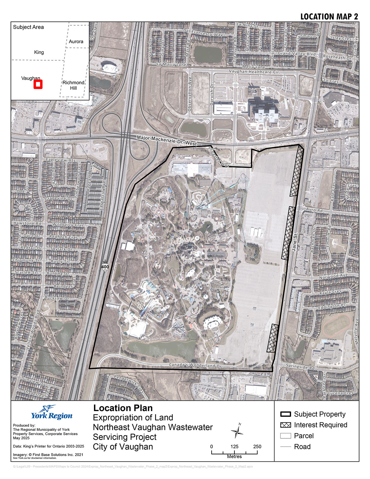 Location plan for land expropriation for Northeast Vaughan Wastewater Servicing Project