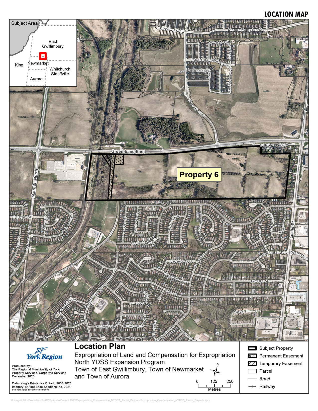 location plan - expropriation of land and compensation for expropriation North YDSS Expansion Program, towns of East Gwillimbury, Newmarket and Aurora Property 6