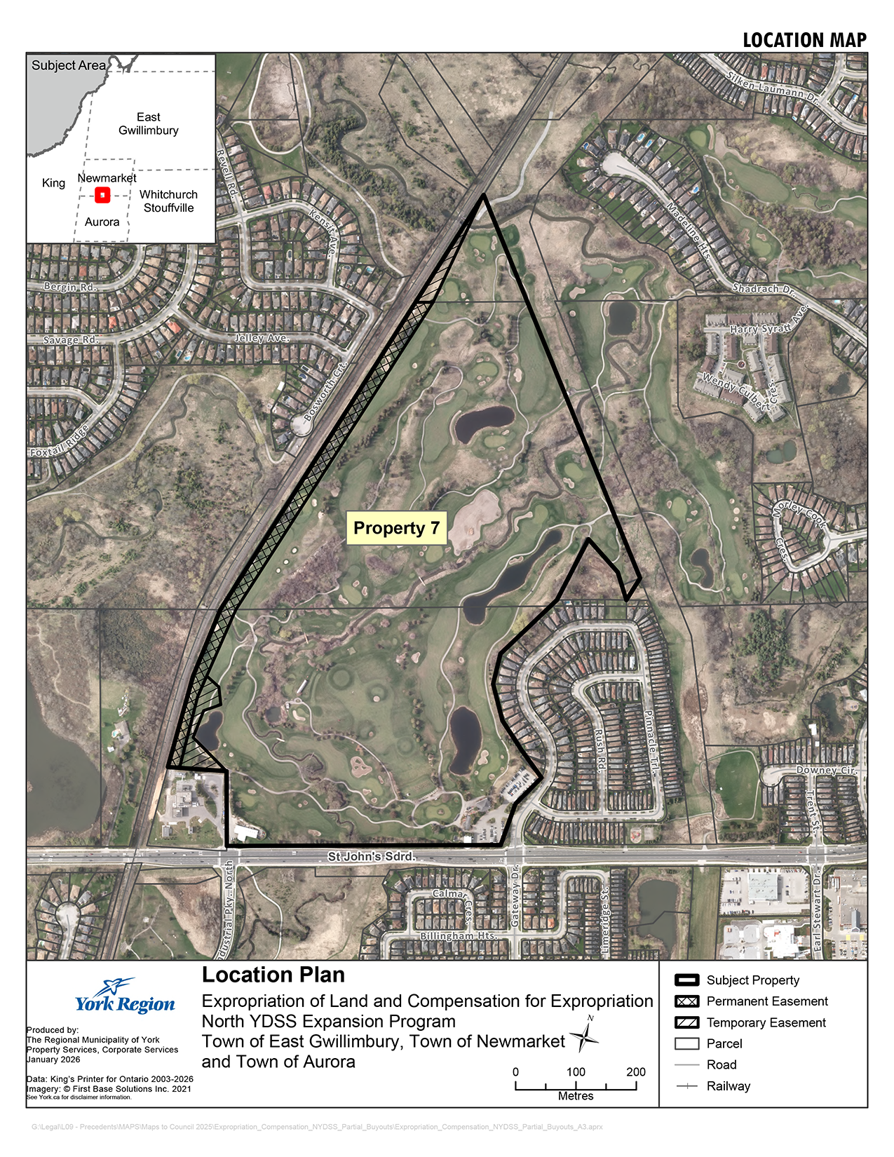 location plan - expropriation of land and compensation for expropriation North YDSS Expansion Program, towns of East Gwillimbury, Newmarket and Aurora Property 7