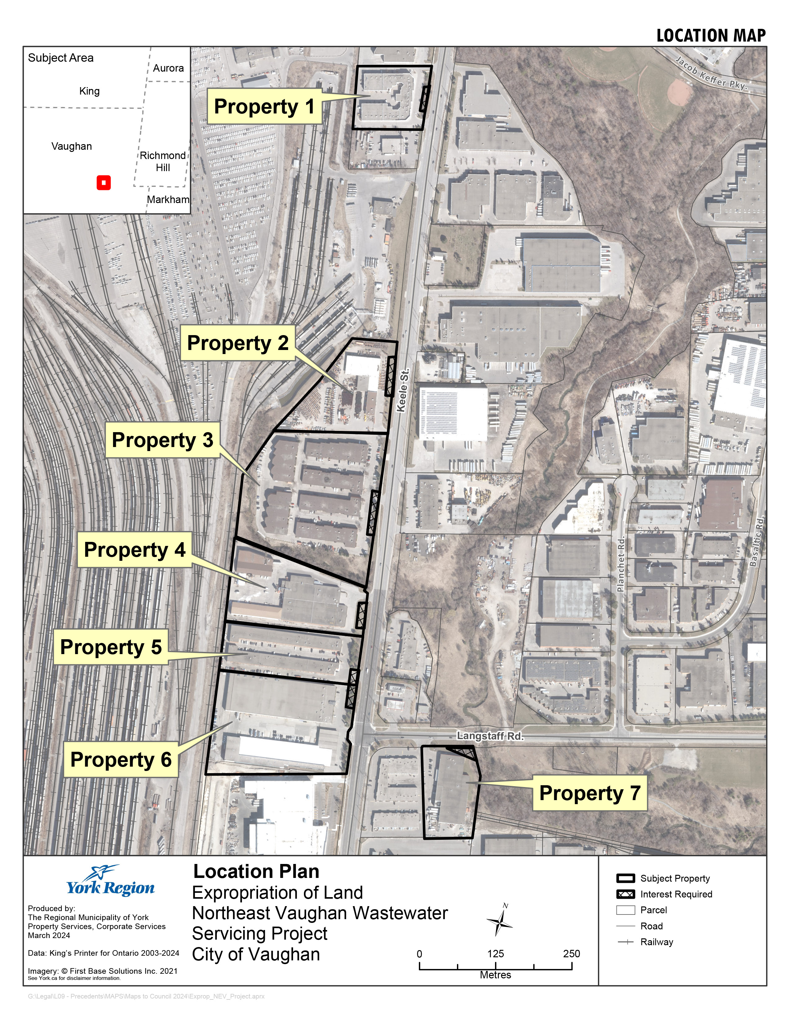 Expropriation Map of Northeast Vaughan Wastewater Servicing Project