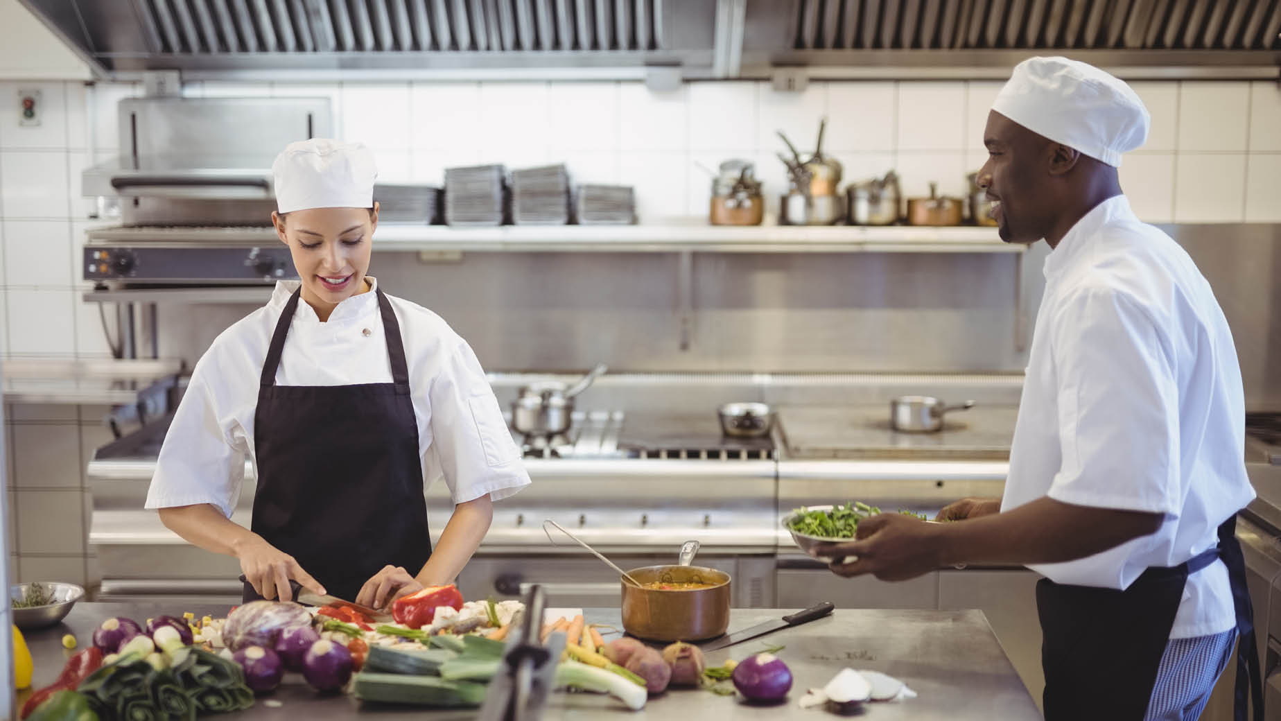 food handlers in the kitchen