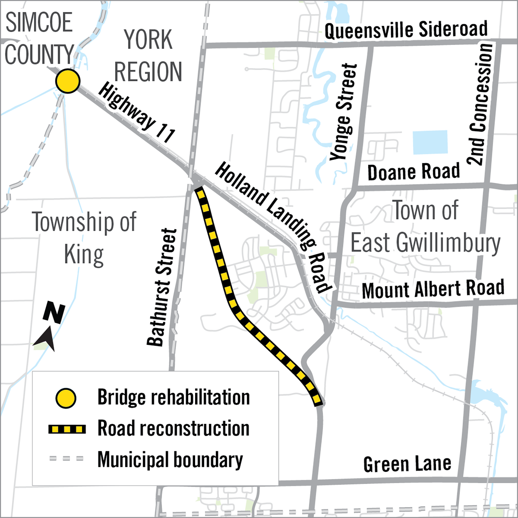 Map showing construction area