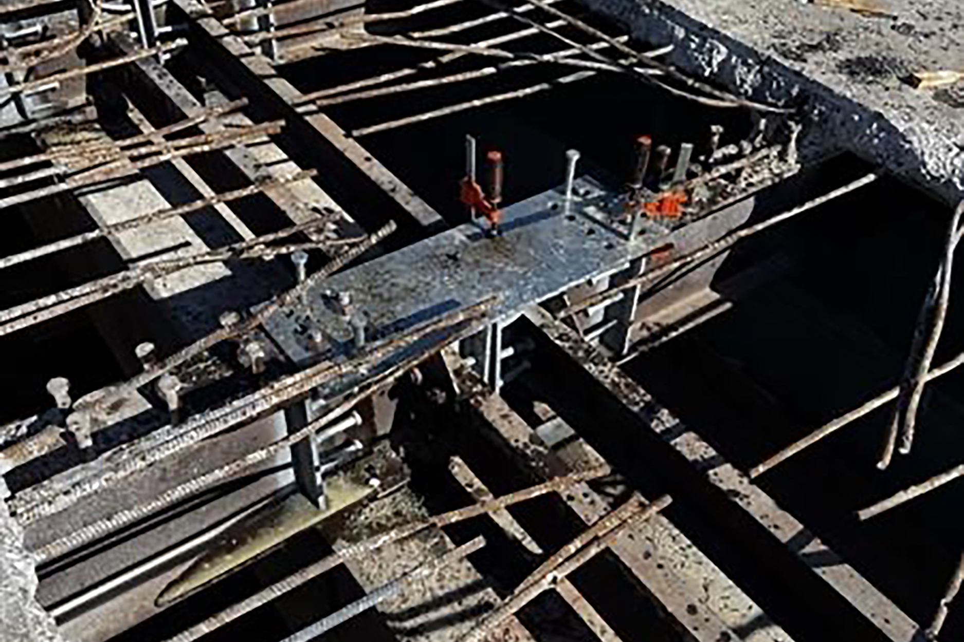 Close up of the work on the girders