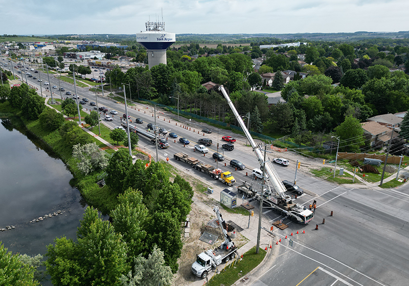 Yonge Street hydro pole installation
