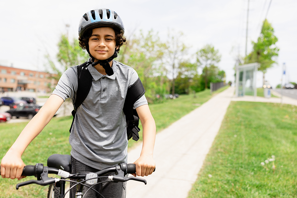 Young child riding a bicycle