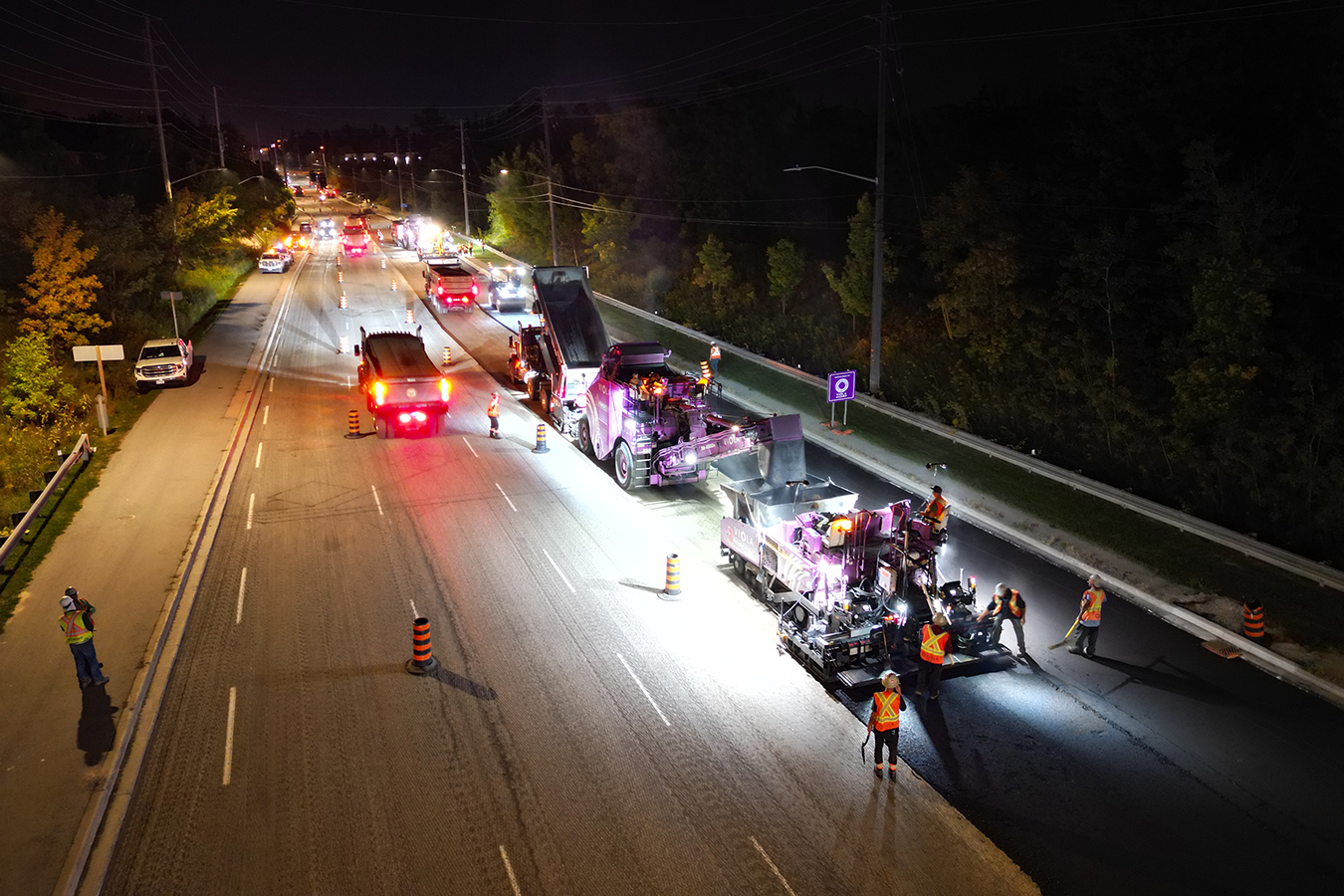 Paving operations on Leslie