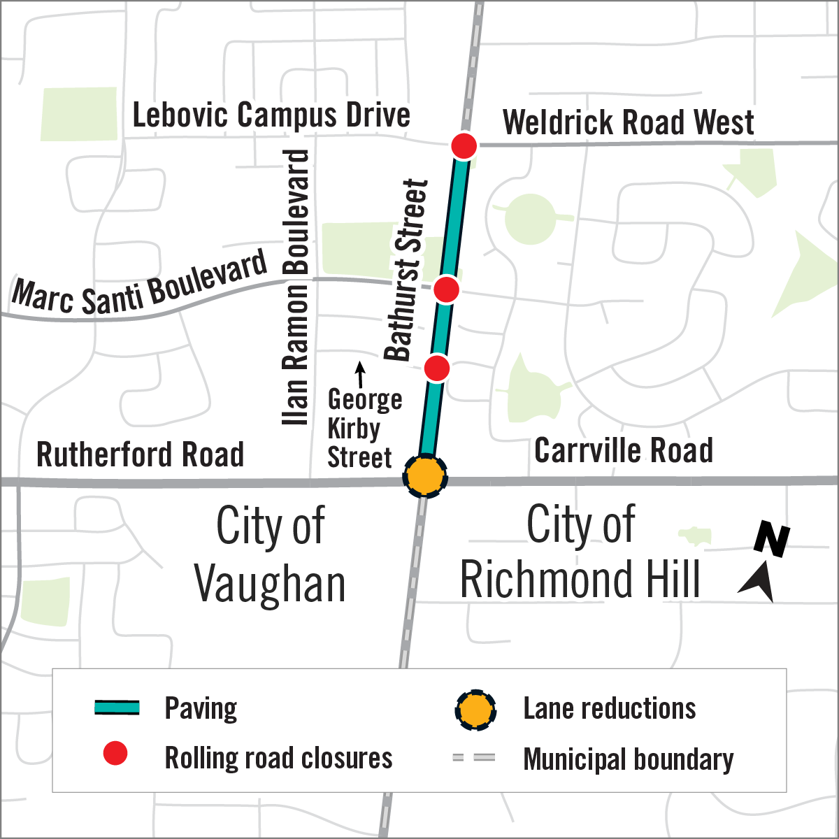 Map of Bathurst Street closures