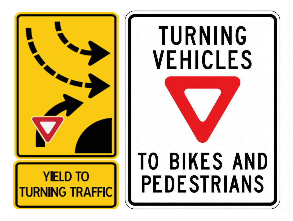 No Right On Red Warning Signs