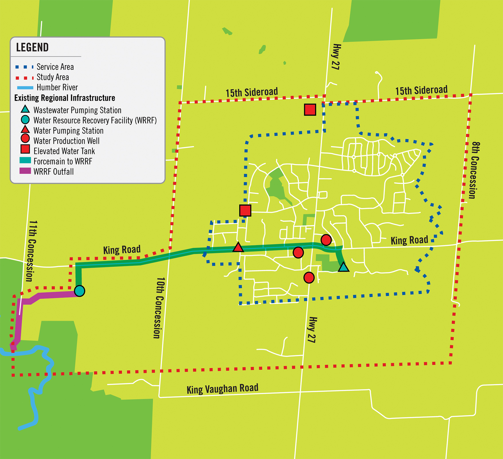 Map showing Nobleton Environmental Assessment Study Area