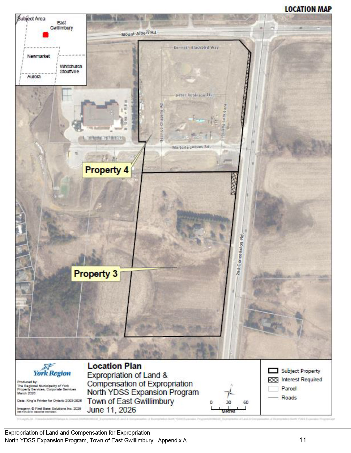 Location Map for Property 3 and 4 of North YDSS Expansion Program in the Town of East Gwillimbury