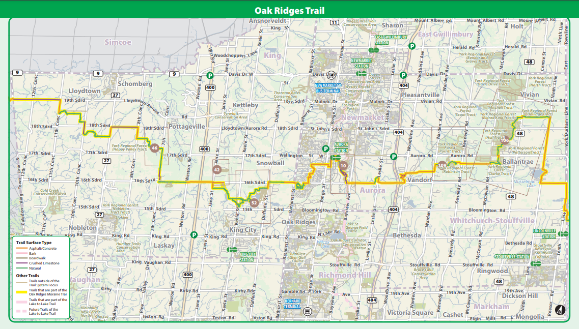 Oak Ridges Trail map
