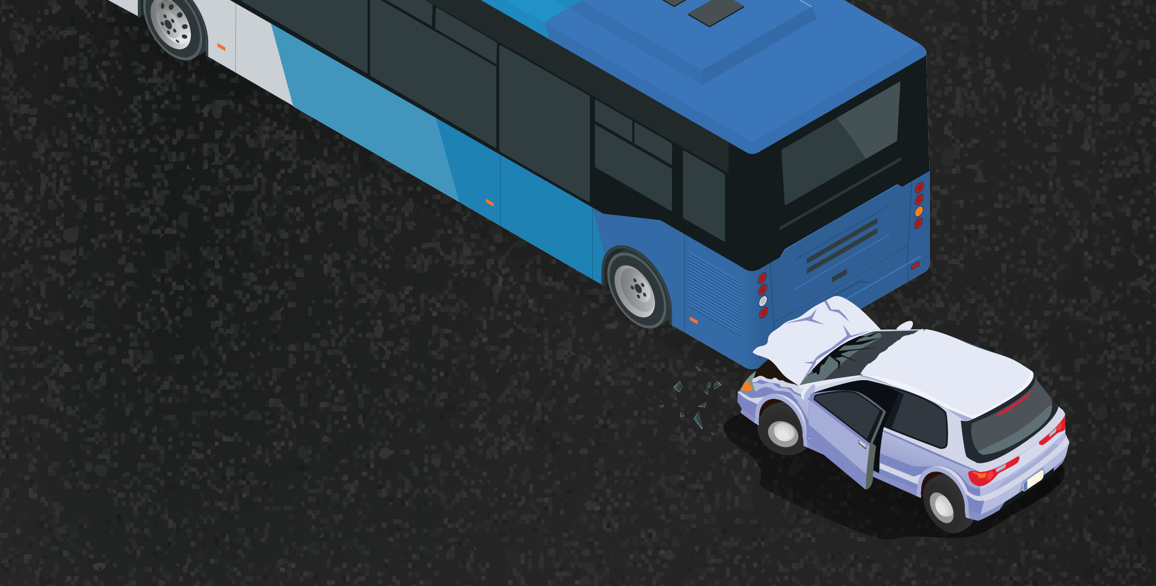 car crashing into back of transit bus