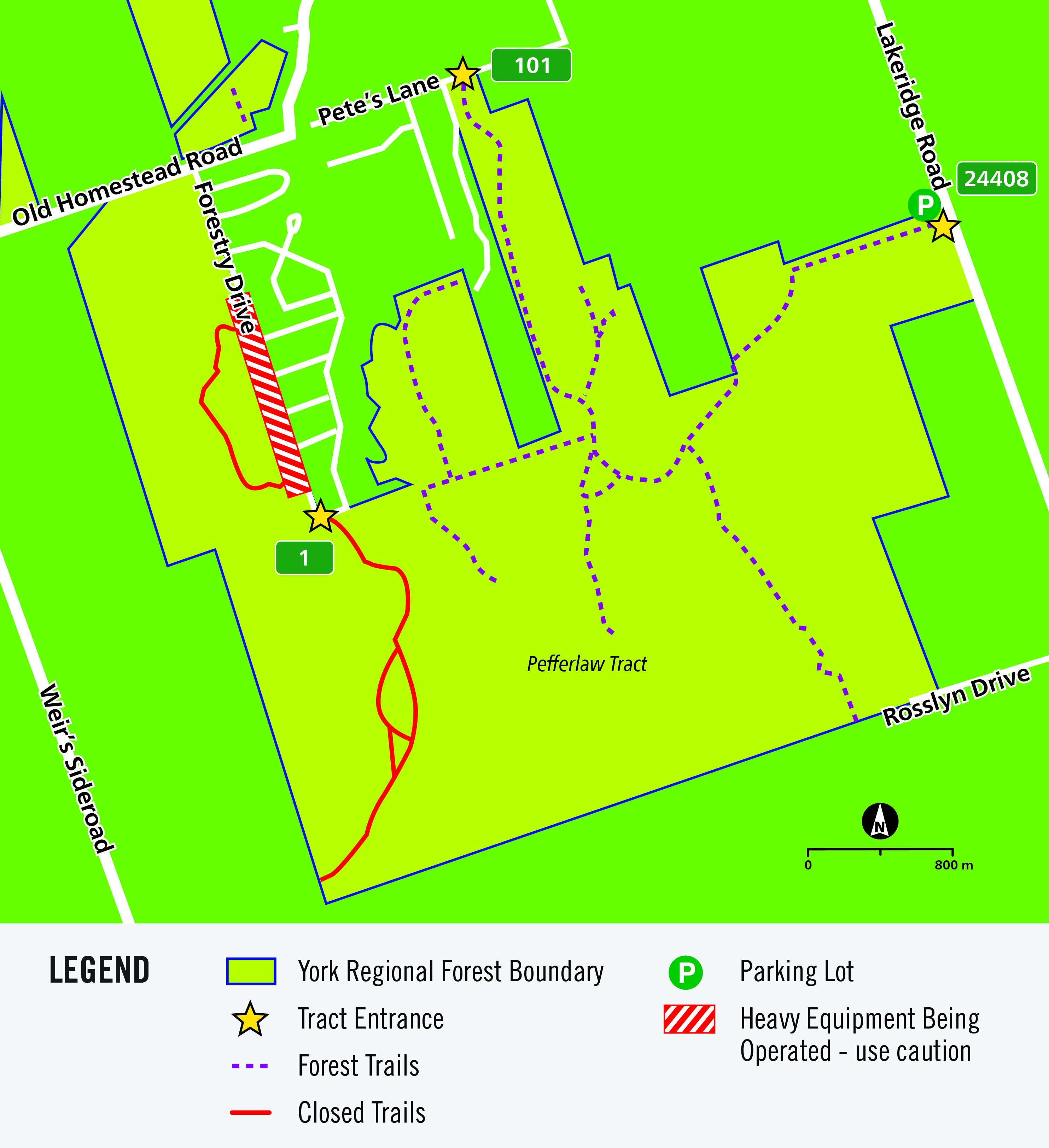 A Map Showcasing construction at the Pefferlaw Tract
