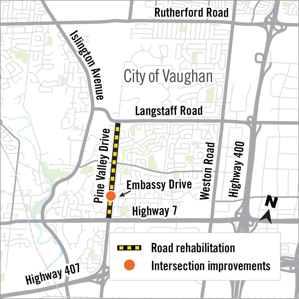 Map of rehabilitation work along Pine Valley Drive