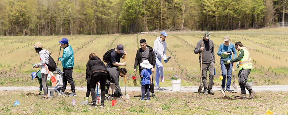 A group of residents participating in Tree-Planting Day