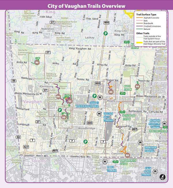 Vaughan Trails Overview Map