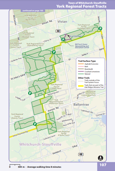 WhitchurchStouffville YR Forest Tract North-West Trails map