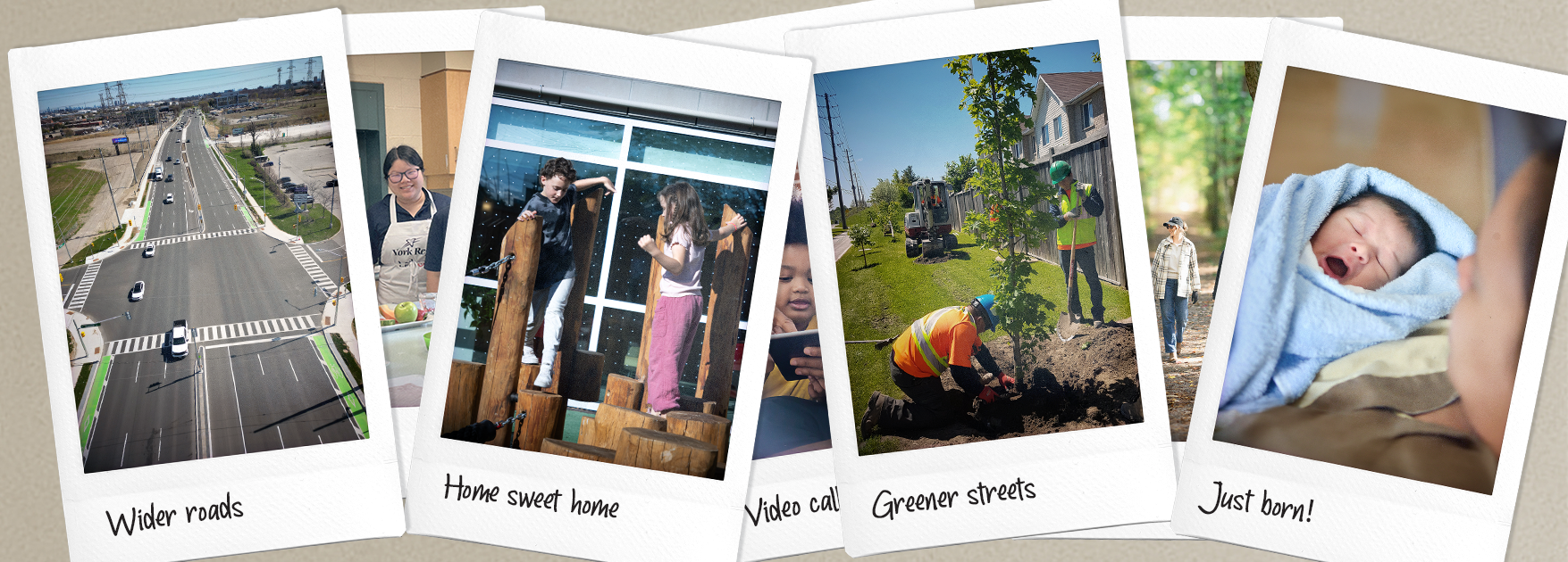 four polaroid pictures illustrating regional services