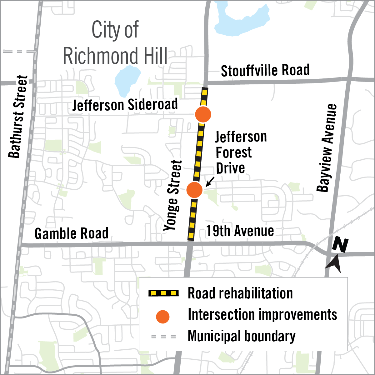 map of construction along Yonge Street in Richmond Hill