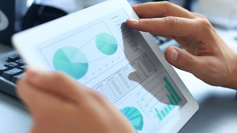 Looking at charts on a tablet device