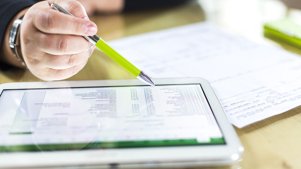 Looking at data on a tablet device