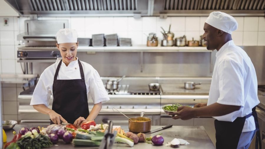 food handlers in the kitchen