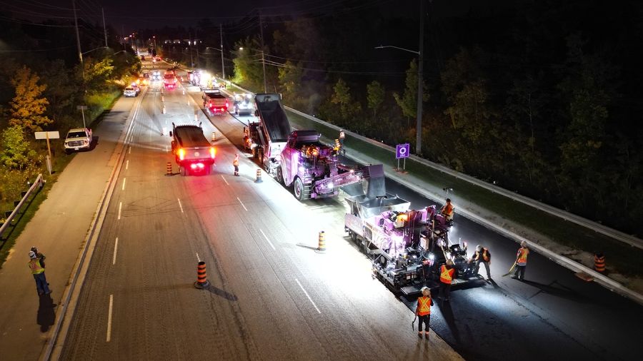 Paving operations on Leslie