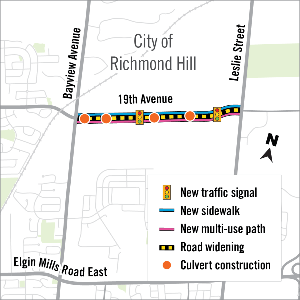 Map of construction work on 19th avenue
